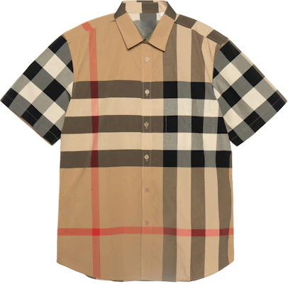 Kemeja Kasual Lengan Pendek Burberry Check Warna Khaki 80173221 Buy Kemeja Kasual Lengan Pendek Burberry Check Warna Khaki 80173221
