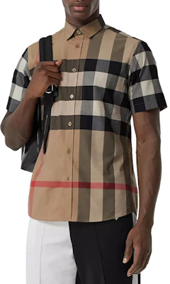 Kemeja Kasual Lengan Pendek Burberry Check Warna Khaki 80173221 Shop Kemeja Kasual Lengan Pendek Burberry Check Warna Khaki 80173221