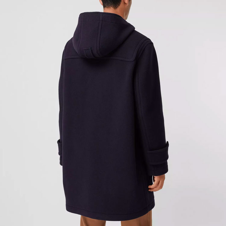 Burberry Check Single-Breasted Hooded Coat Navy Blue Back-to-School 80336381 圖 5