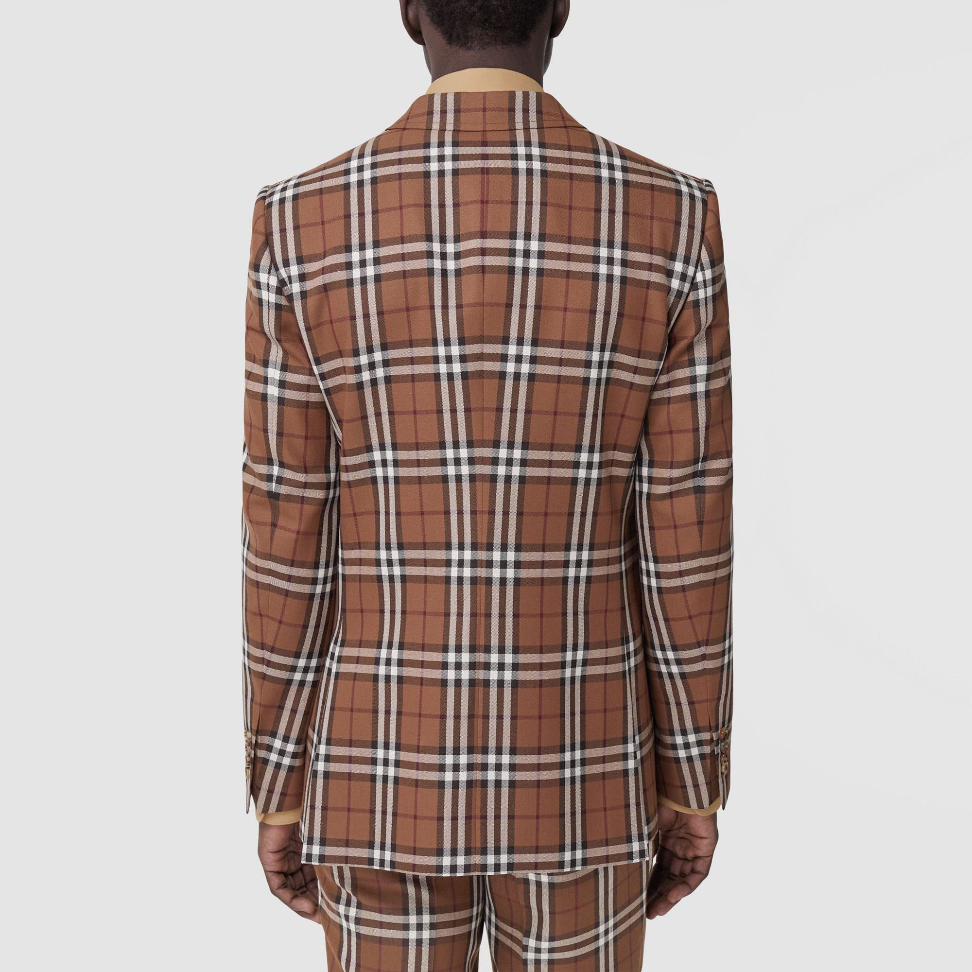 Shop Burberry Check Single-Breasted Long Sleeve Blazer Deep Birch Brown 80482071