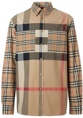 Kemeja Lengan Panjang Burberry Check Single-Breasted dalam Vintage Beige 80322681 Order Kemeja Lengan Panjang Burberry Check Single-Breasted dalam Vintage Beige 80322681