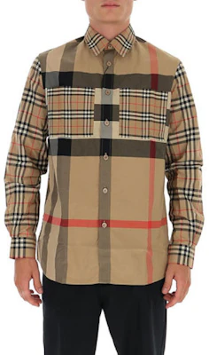 Kemeja Lengan Panjang Burberry Check Single-Breasted dalam Vintage Beige 80322681 Lookbook Kemeja Lengan Panjang Burberry Check Single-Breasted dalam Vintage Beige 80322681