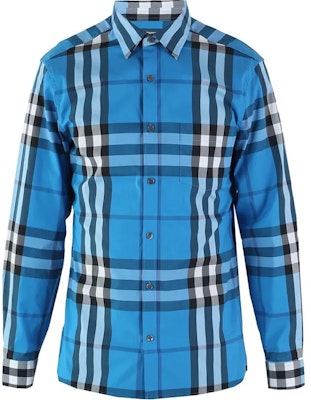 Burberry Check Single-Breasted Pocket Long Sleeve Shirt Blue Shirt. 40153451 Order Burberry Check Single-Breasted Pocket Long Sleeve Shirt Blue Shirt. 40153451