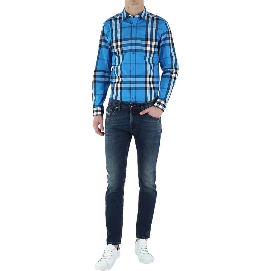 Lookbook Burberry Check Single-Breasted Pocket Long Sleeve Shirt Blue  Shirt. 40153451