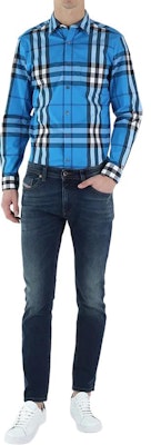 Burberry Check Single-Breasted Pocket Long Sleeve Shirt Blue Shirt. 40153451 Lookbook Burberry Check Single-Breasted Pocket Long Sleeve Shirt Blue Shirt. 40153451