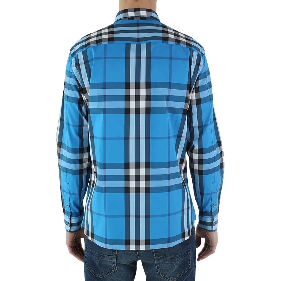 Shop Burberry Check Single-Breasted Pocket Long Sleeve Shirt Blue  Shirt. 40153451