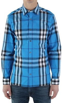 Burberry Check Single-Breasted Pocket Long Sleeve Shirt Blue Shirt. 40153451 Purchase Burberry Check Single-Breasted Pocket Long Sleeve Shirt Blue Shirt. 40153451