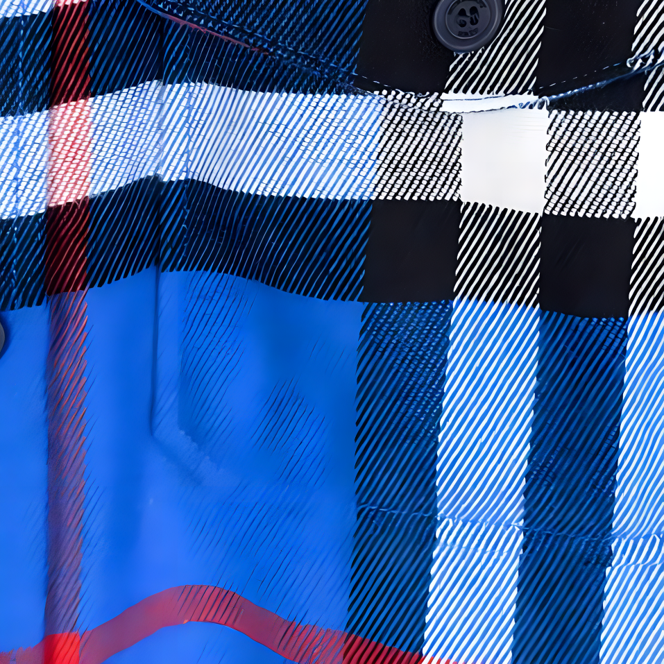 Sizing Burberry Check Single-Breasted Pocket Long Sleeve Shirt Blue  Shirt. 40153451