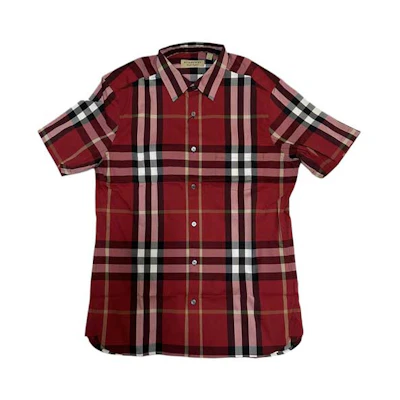 Burberry Check Single-Breasted Short Sleeve Casual Shirt Red 40454781