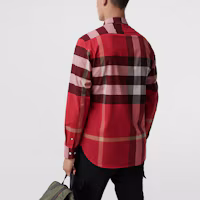 Purchase Baju Burberry Check Stretch Cotton Poplin Merah Terang. 80048301