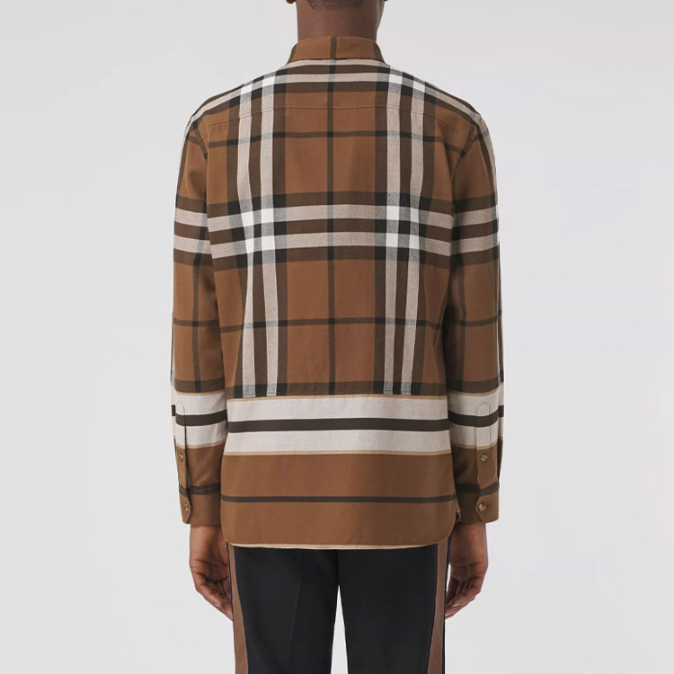Burberry Check Stripe Casual Long Sleeve Shirt Warm Walnut Brown Men’s. 80486751 圖 6