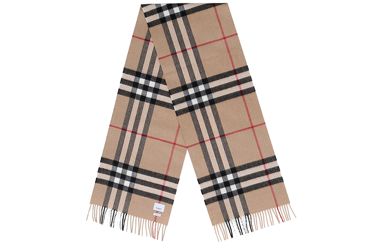 Burberry Check Striped Cashmere Scarf Unisex Couple Style Camel Color 80155271