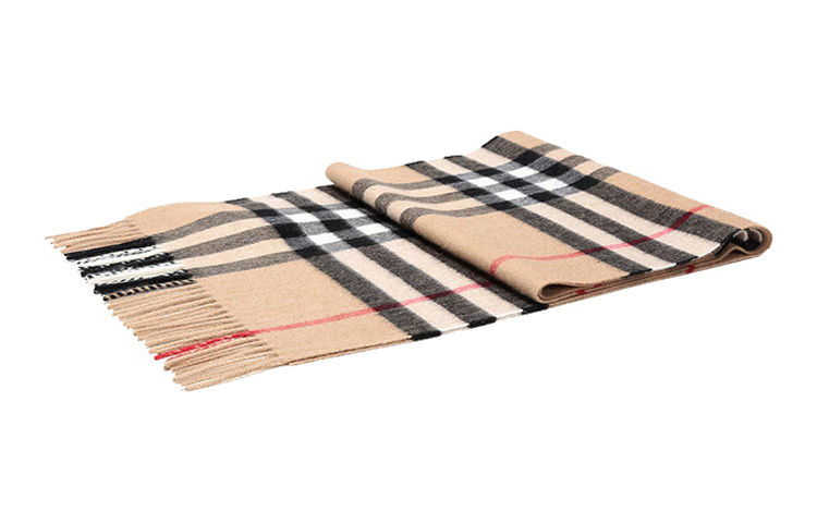 Purchase Burberry Check Striped Cashmere Scarf Unisex Couple Style Camel Color 80155271