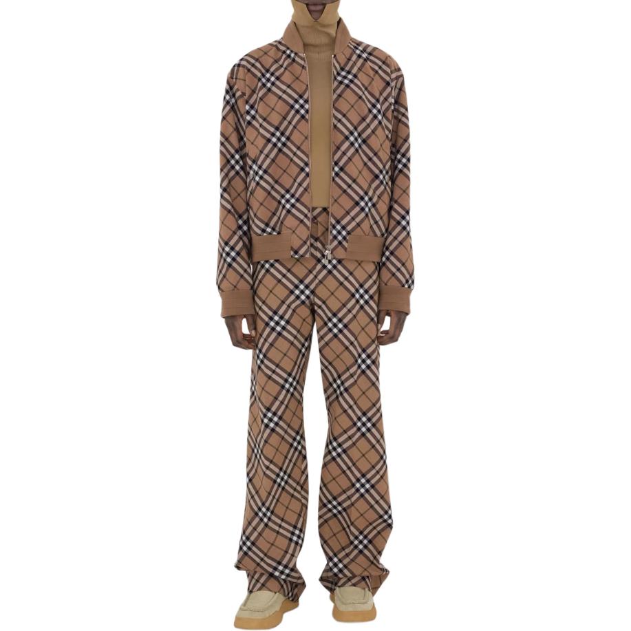Burberry Check Wool Blend Harrington Jacket Brown  Zip-Up Coat. 80929631 圖 4