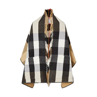 Burberry Check Wool Blend Jacquard Shawl Unisex Couple's Edition 80219491