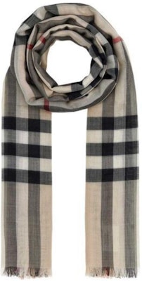 Burberry 格紋羊毛混紡圍巾 米色 男女情侶款 8078782A5129 Shop Burberry 格紋羊毛混紡圍巾 米色 男女情侶款 8078782A5129