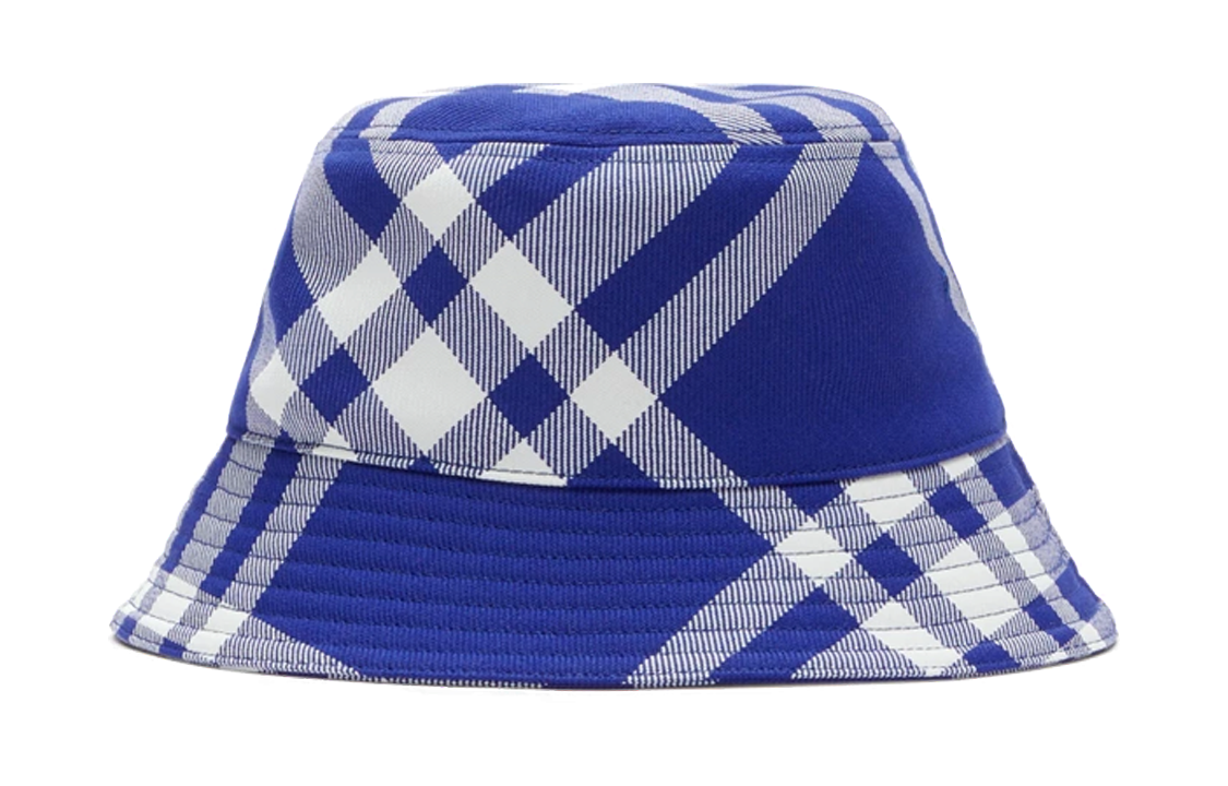 Burberry Check Wool Bucket Hat Unisex Couple Style Blue 80794901