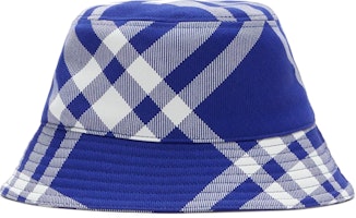 Burberry Check Wool Bucket Hat Unisex Couple Style Blue 80794901 Burberry Check Wool Bucket Hat Unisex Couple Style Blue 80794901