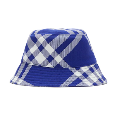 Burberry Check Wool Bucket Hat Unisex Couple Style Blue 80794901
