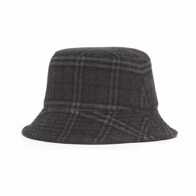 Burberry Check Wool Cashmere Bucket Hat Unisex Couples Style 80440771