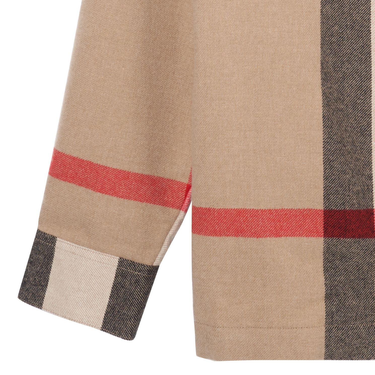 Details for Jaket Wol Burberry Check dengan Resleting Ganda Warna Khaki. 80501351