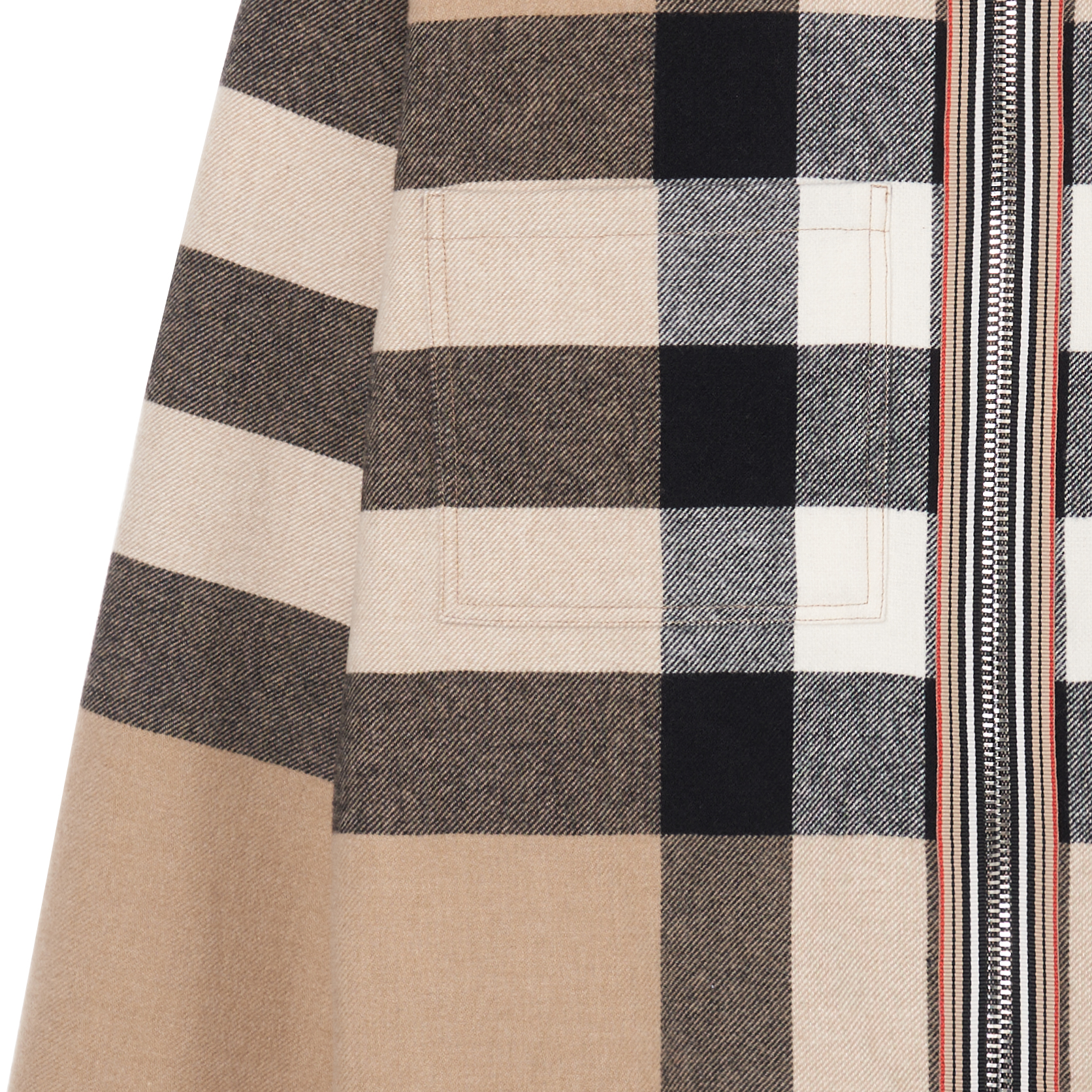 Cheap Jaket Wol Burberry Check dengan Resleting Ganda Warna Khaki. 80501351