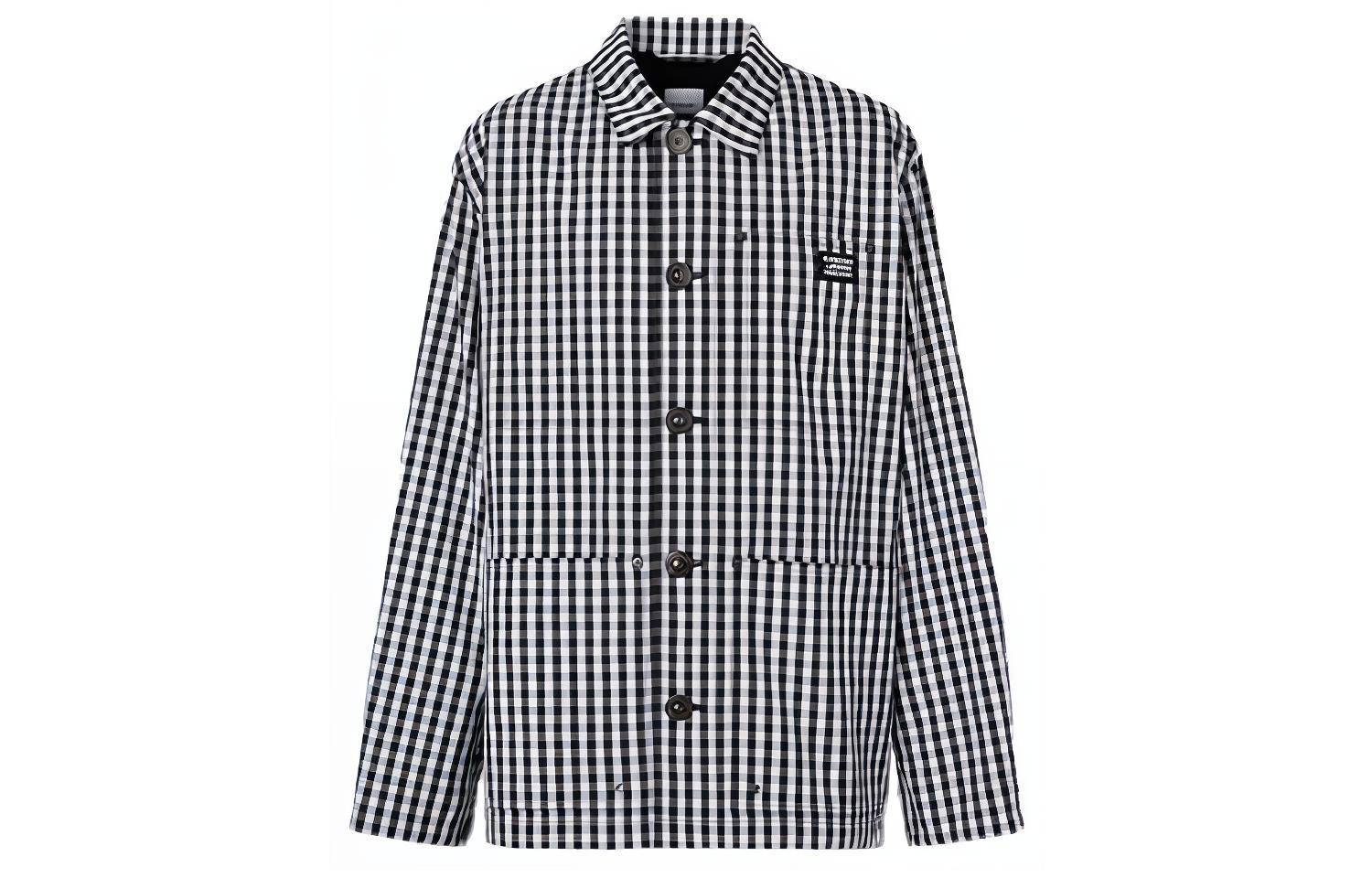 Burberry Check Wool Jacket with Pocket Detail - Black 80293381