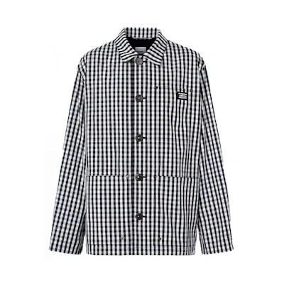 Burberry Check Wool Jacket with Pocket Detail - Black 80293381