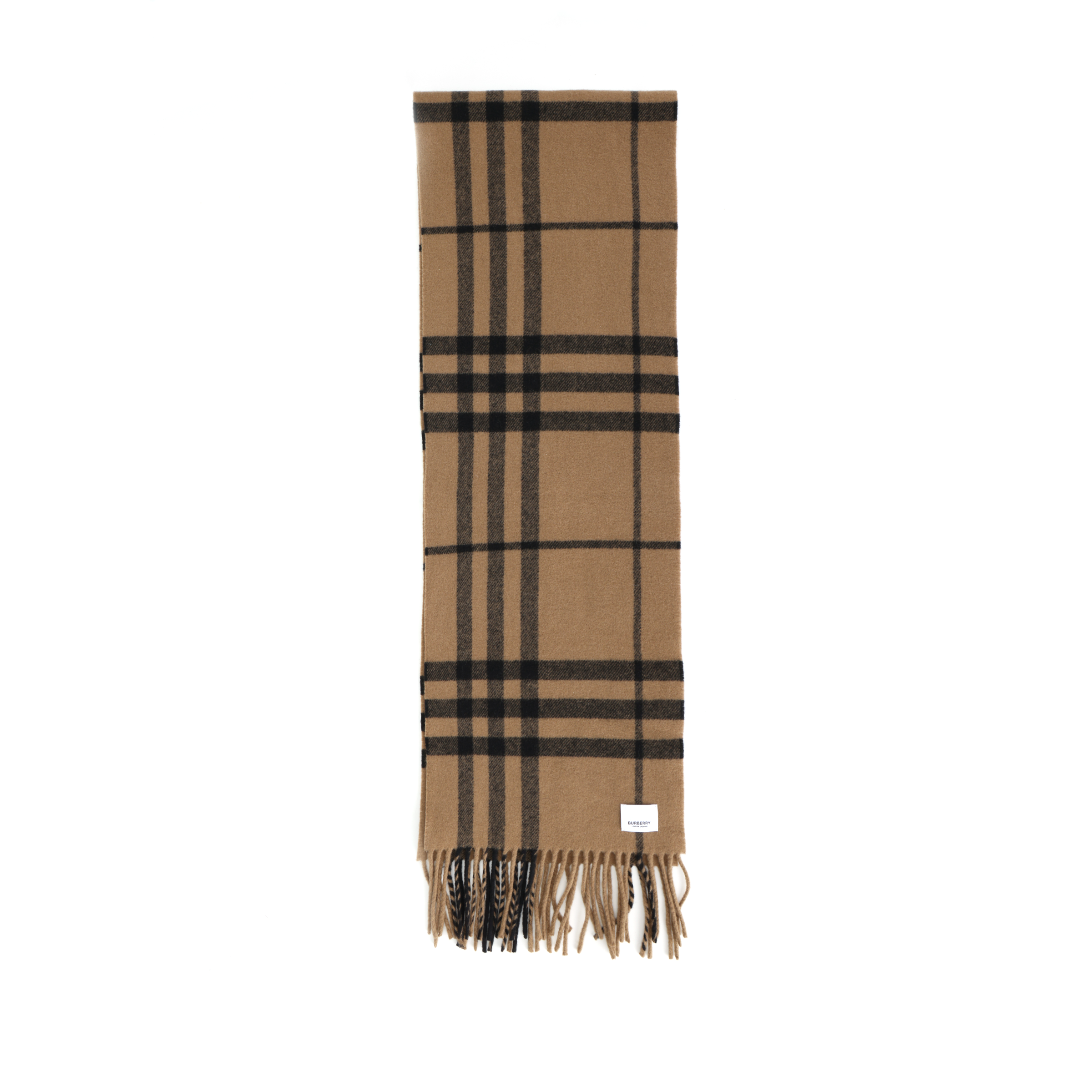 Burberry Check Wool Knit Scarf Unisex Couple Style Brown 80899561