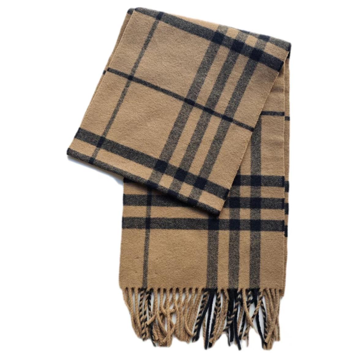 Burberry Check Wool Knit Scarf Unisex Couple Style Brown 80899561 圖 2