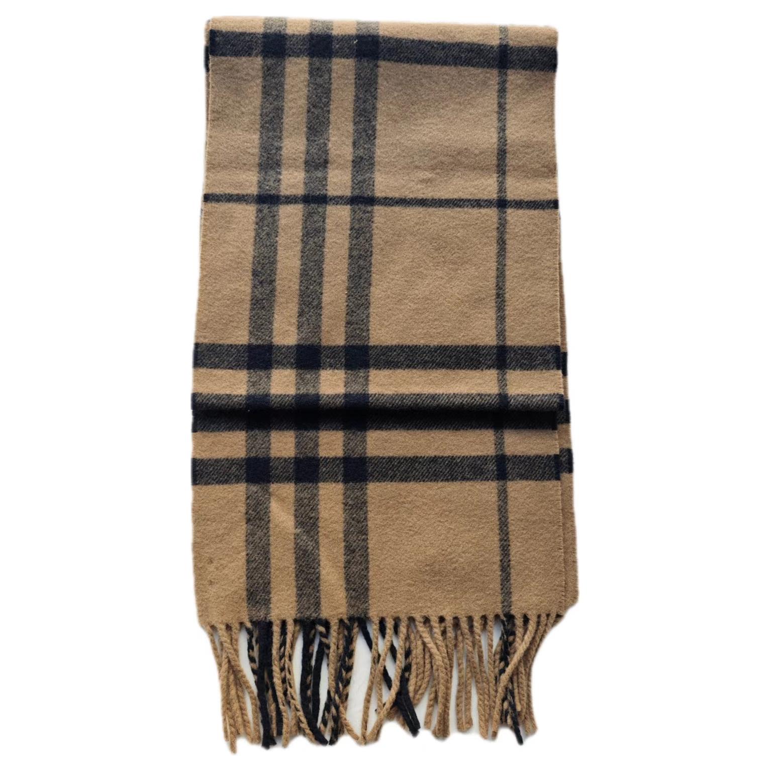 Burberry Check Wool Knit Scarf Unisex Couple Style Brown 80899561 圖 3