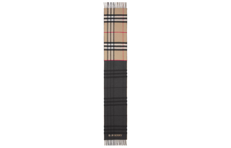 Burberry Check Wool Scarf Unisex Couple Style Beige/Black 80451711 圖 3