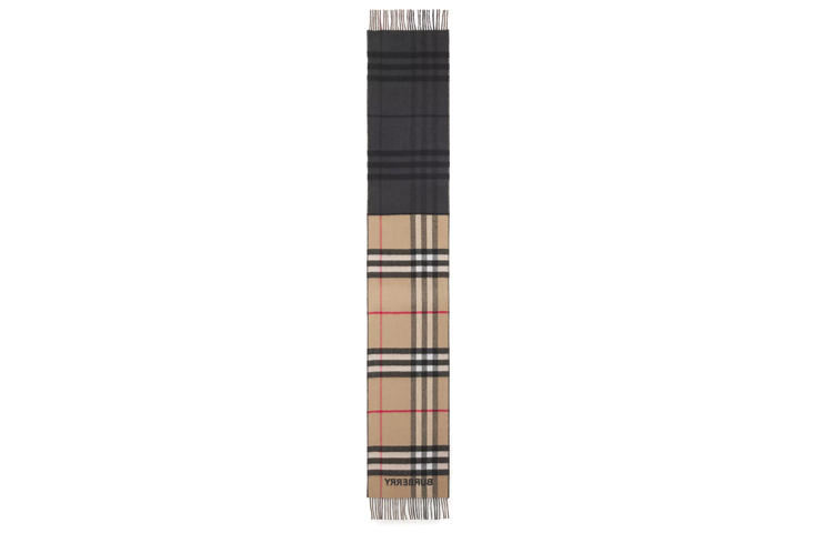 Burberry Check Wool Scarf Unisex Couple Style Beige/Black 80451711 圖 4