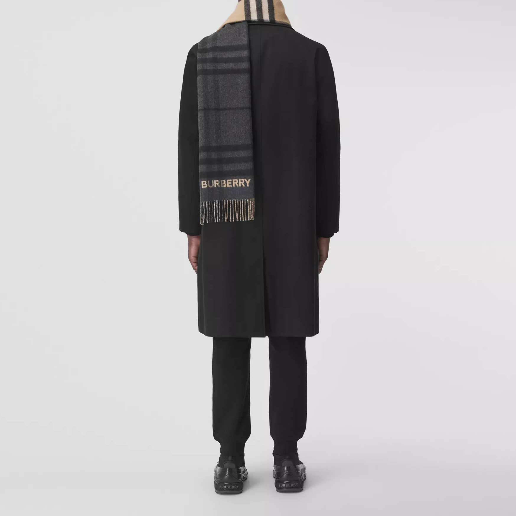 Burberry Check Wool Scarf Unisex Couple Style Beige/Black 80451711 圖 8
