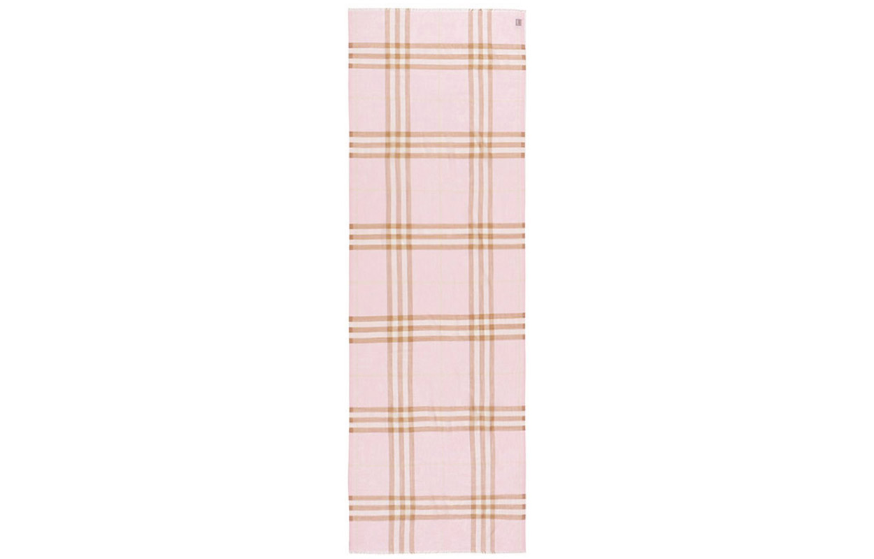 Burberry Check Wool Scarf Unisex Pink 80194621 圖 4
