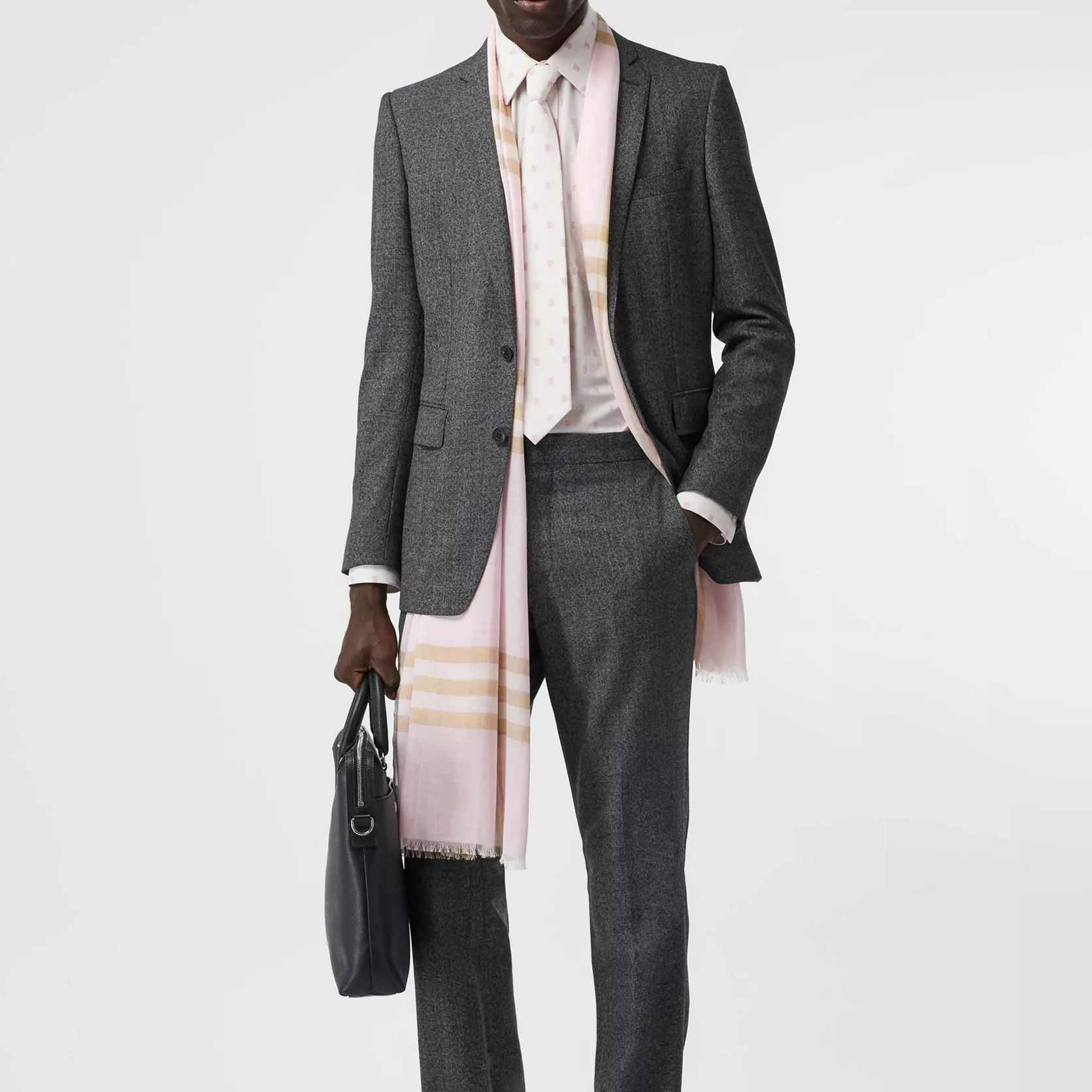 Burberry Check Wool Scarf Unisex Pink 80194621 圖 6