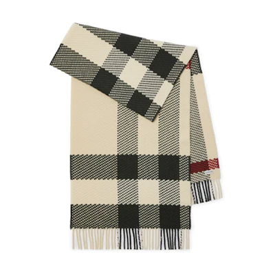 Burberry Check Wool Scarf with Tassels - Unisex Couple Design, Multi-color. 80792401
