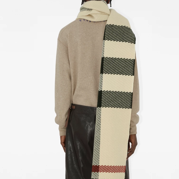 Burberry Check Wool Scarf with Tassels - Unisex Couple Design, Multi-color. 80792401 圖 5