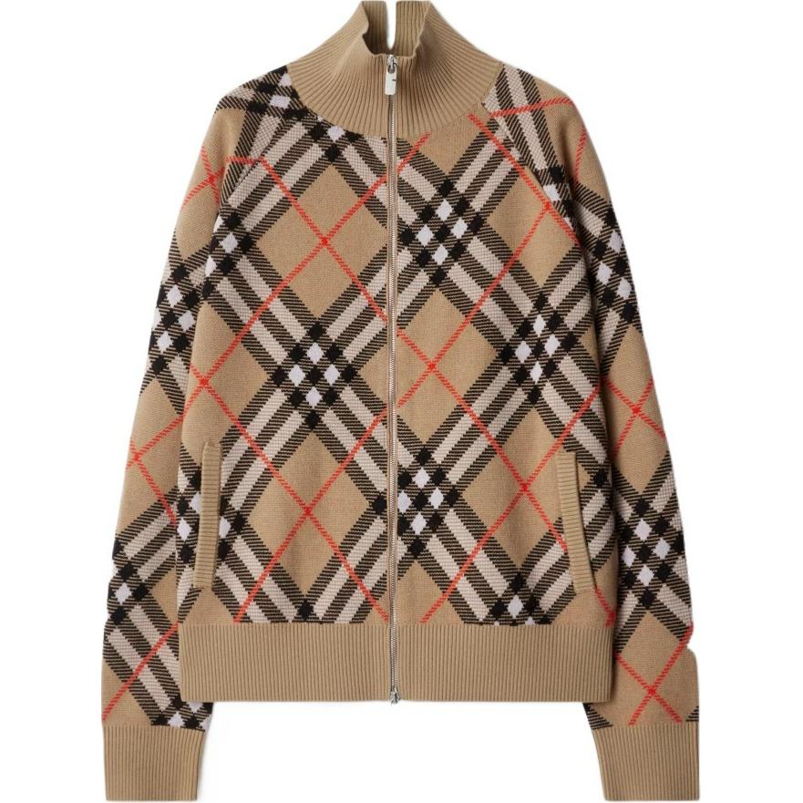 Burberry Check Zip-Up High Neck Jacket Beige 80950871