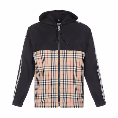 Burberry Check Zip-Up Hoodie Jacket Beige 80240311