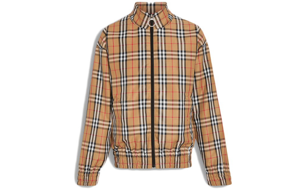 Burberry Check Zip-Up Long Sleeve Jacket Beige 80026831