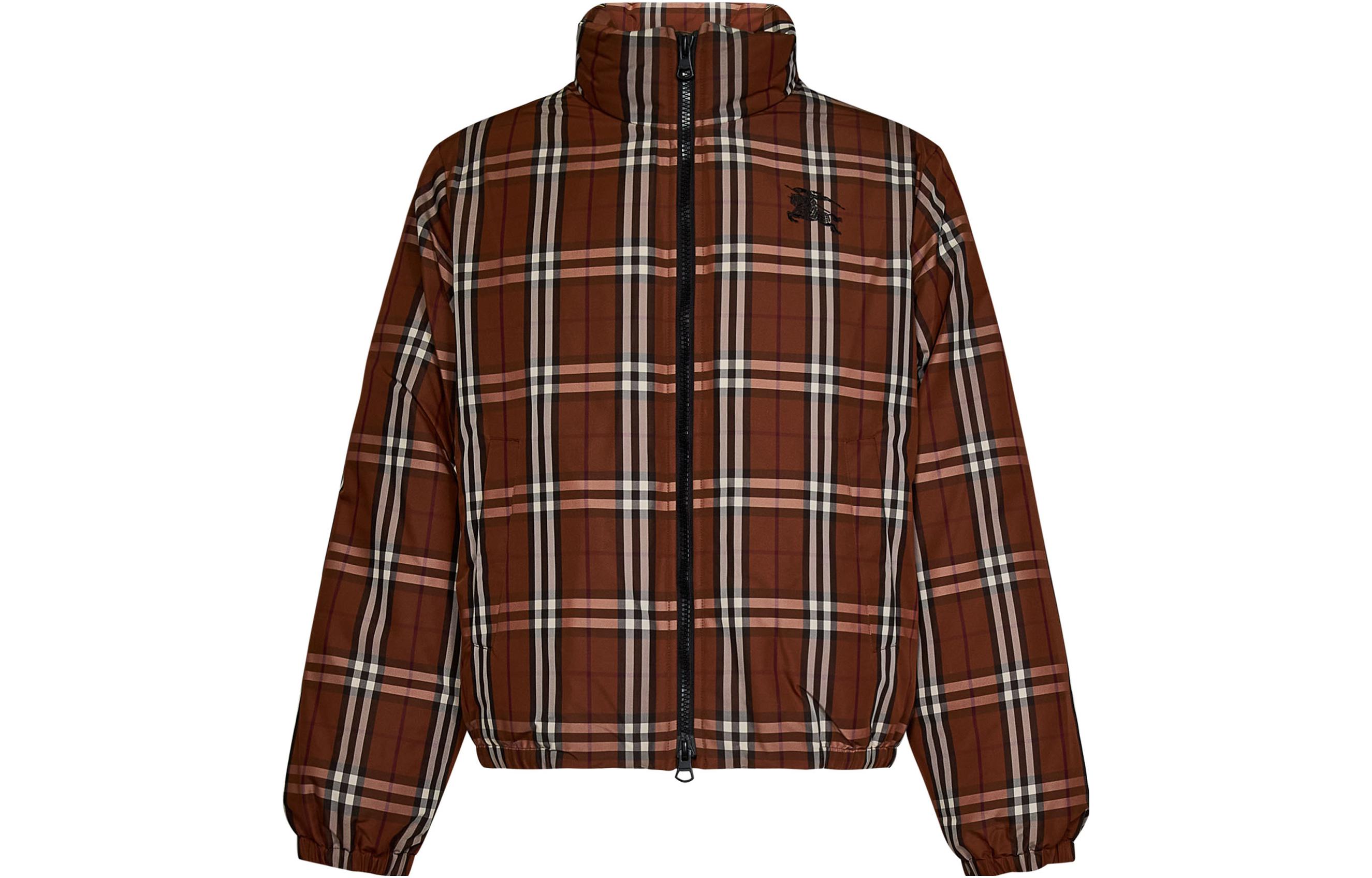 Burberry Check Zip-Up Stand Collar Jacket Deep Brown  Outerwear. 80727911 圖 2