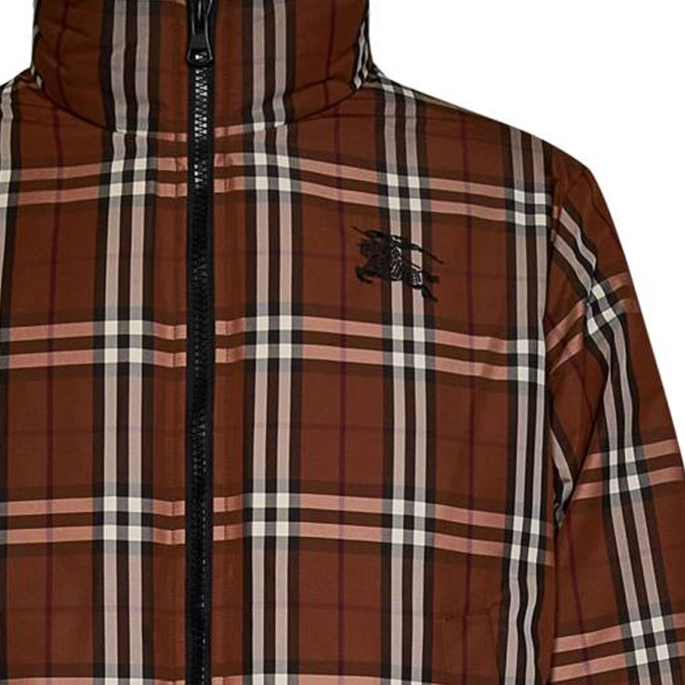 Burberry Check Zip-Up Stand Collar Jacket Deep Brown  Outerwear. 80727911 圖 4