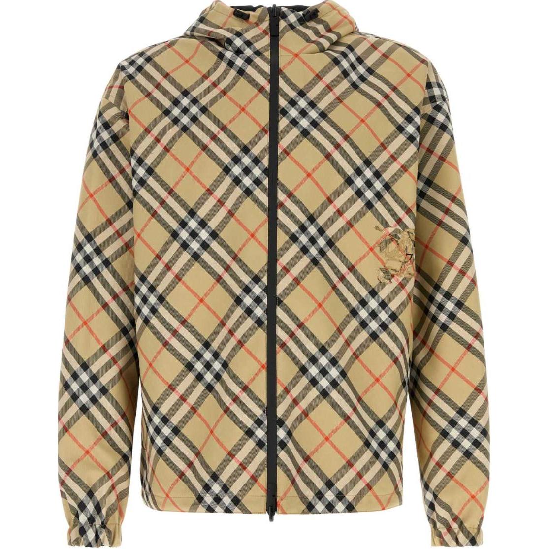 Burberry Checked Hooded Zip-Up Jacket Beige 80966821