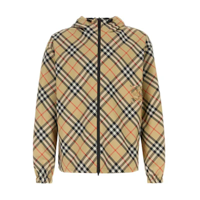 Burberry Checked Hooded Zip-Up Jacket Beige 80966821