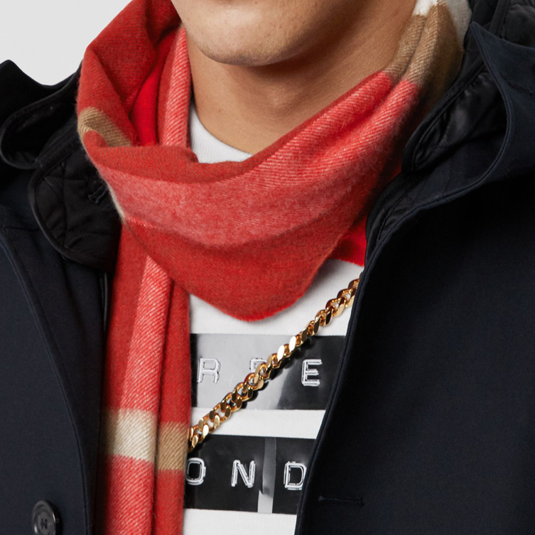 Burberry Checkered Cashmere Scarf Bright Red. 80223481 圖 3