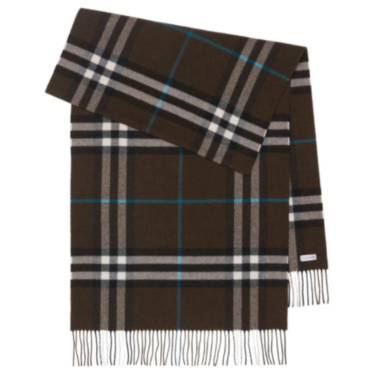 Burberry Checkered Cashmere Scarf Brown Unisex Couple Style. 80910121 圖 2