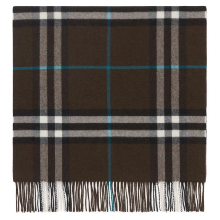 Burberry Checkered Cashmere Scarf Brown Unisex Couple Style. 80910121 圖 3