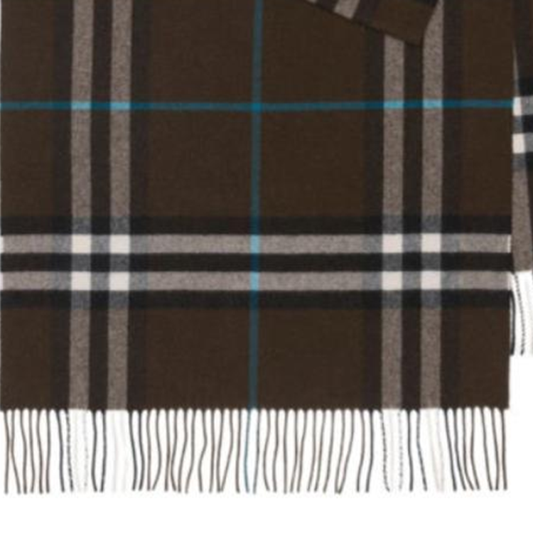 Burberry Checkered Cashmere Scarf Brown Unisex Couple Style. 80910121 圖 4