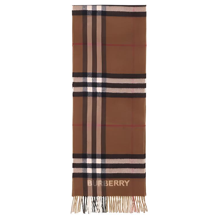 Burberry Checkered Cashmere Scarf Unisex Couple Model in Brown. 80453291